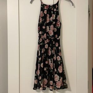Blue Rain Black Floral Sleeveless Dress